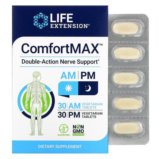 Life Extension Prolungamento della vita, ComfortMAX, supporto nervoso a doppia azione, per AM & PM, 60 compresse vegetariane on Productcaster.