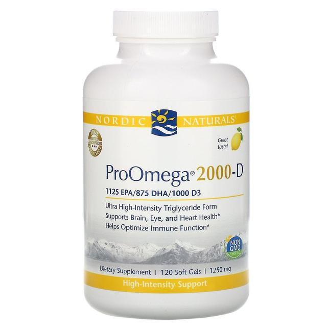 Nordic Naturals, ProOmega 2000-D, cytryna, 1,250 mg, 120 miękkich żeli on Productcaster.