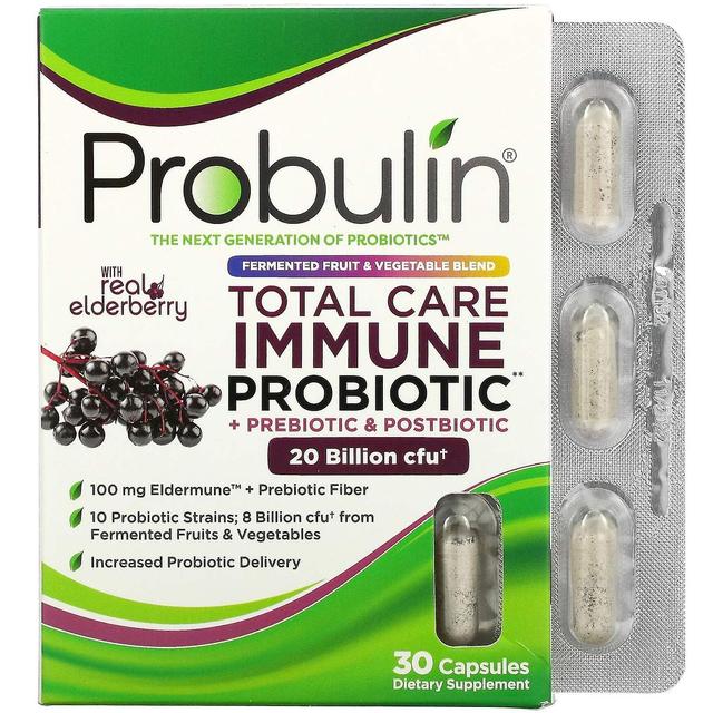 Probulin, Total Care Immune Probiotic + Prebiotic & Postbiotic med ægte hyldebær, 20 milliarder CFU, on Productcaster.