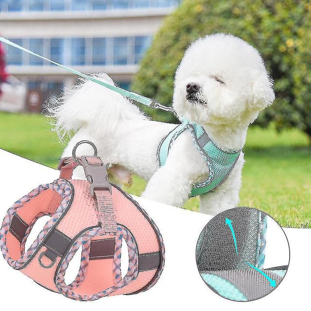 Scacv Reflective Dog Harness Adjustable Breathable Pet Vest With Leash Heavy Duty Sturdy Dog Halter Green M on Productcaster.