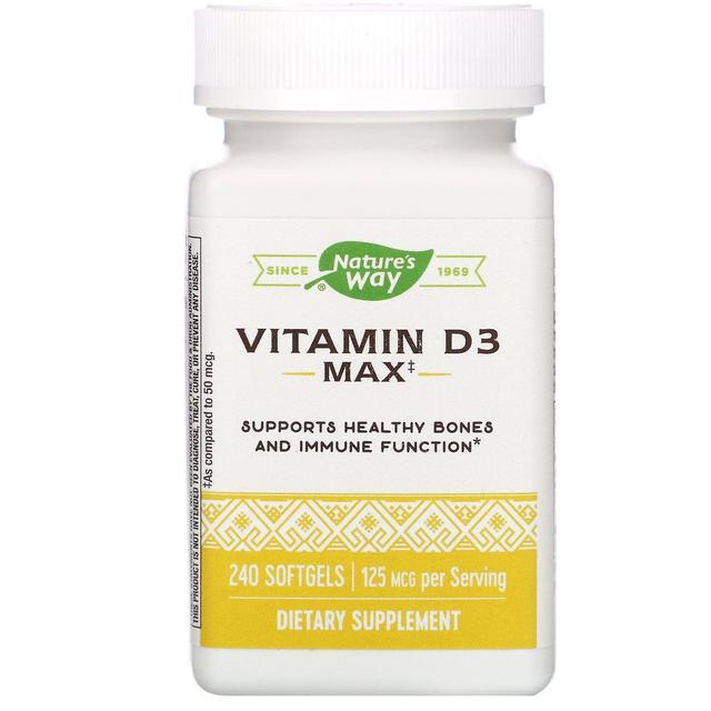 Nature's Way Luonnon tapa, D3-vitamiini, 125 mcg, 240 Softgels on Productcaster.