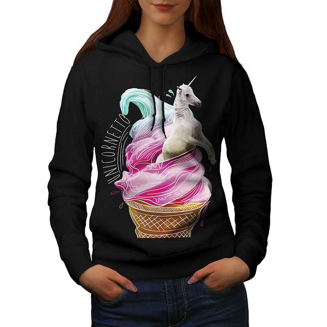 Unicorn-ijs vrouwen BlackHoodie | Wellcoda Zwart Medium on Productcaster.