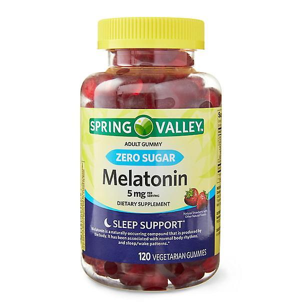 Spring Valley Zero Sugar Melatonin, 5 mg vegetarische Gummibärchen für Erwachsene, Erdbeere, 120 Stück on Productcaster.