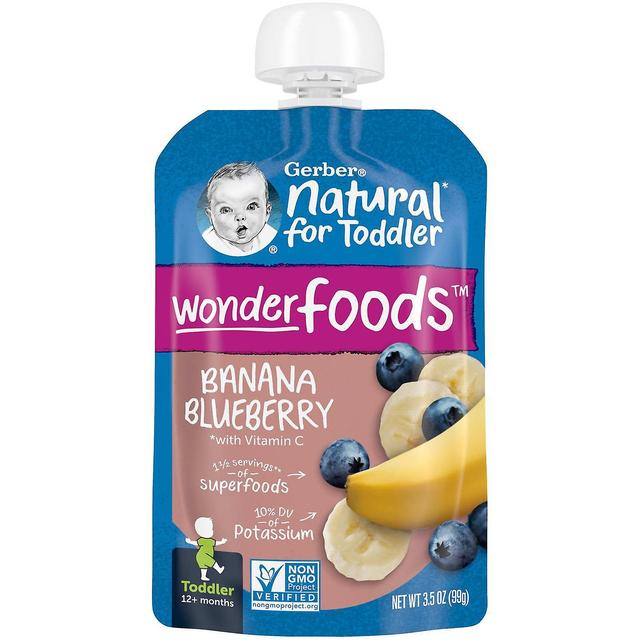 Gerber, Natural for Toddler, Wonder Foods, 12+ Months, Banana, Blueberry, 3.5 oz (99 g) on Productcaster.