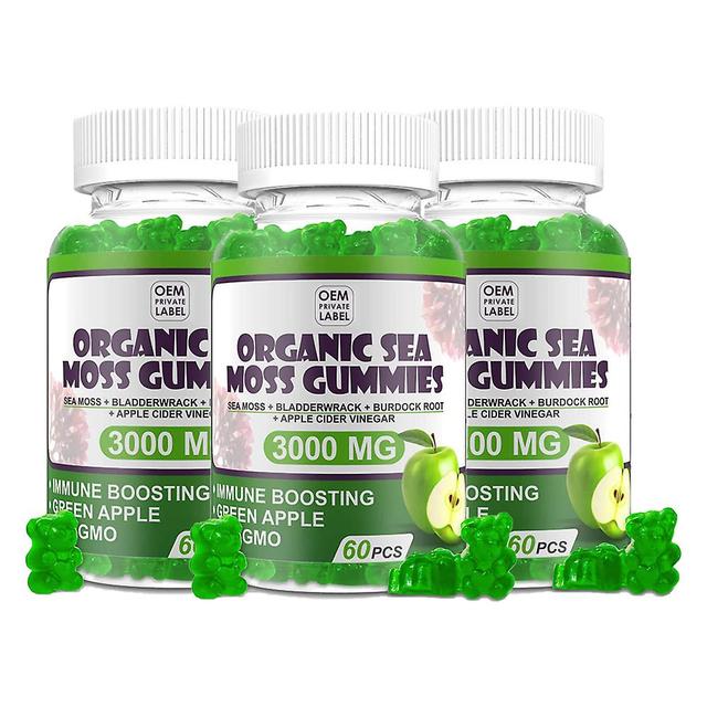 Biologische zeewier gummies 3000 mg groene appelsmaak - vitaminesupplement geschikt voor volwassenen en kinderen (60 capsules) 3 pcs on Productcaster.