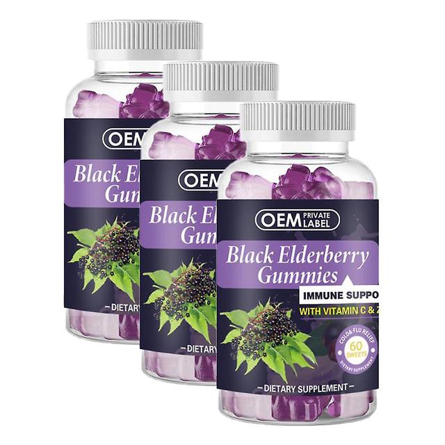 Black Elderberry Healthy Gummies Boost Immunity With Vitamin C And Zinc Supplements 60 Gummies 3 pcs on Productcaster.