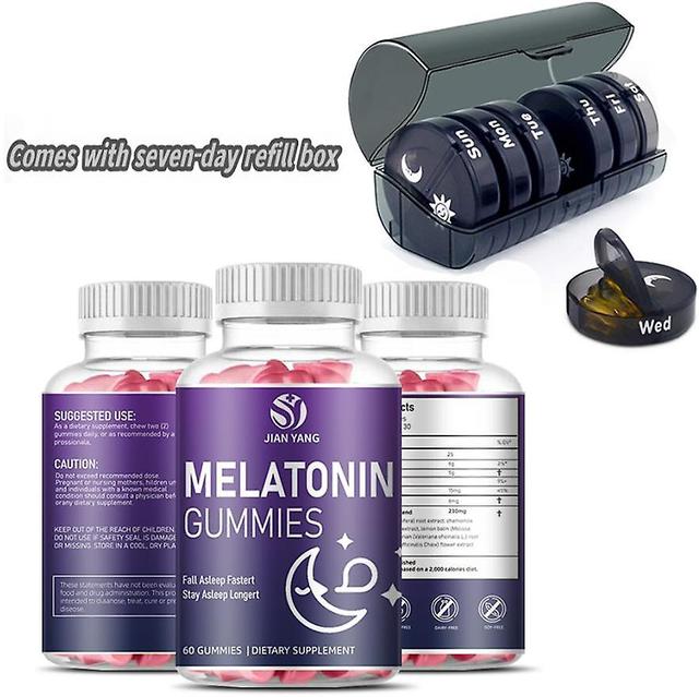 Leveres med en 7-dages tilskudskasse, Melatonin Gummies 10 mg 20 mg voksne med L-theanin, tryptophan, B6, B12 ekstra styrke 1 tablet 60 kapsler 3PCS on Productcaster.