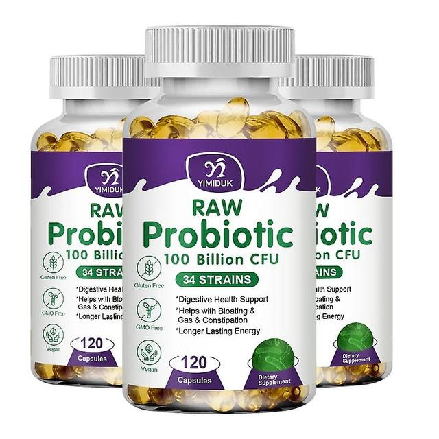 Eccpp Raw Probiotic Capsule 100 Billion Cfu Digestive Enzyme Helps Stomach Digestion And Immune System Accelerate Metabolism 3 Bottles 60 pcs on Productcaster.