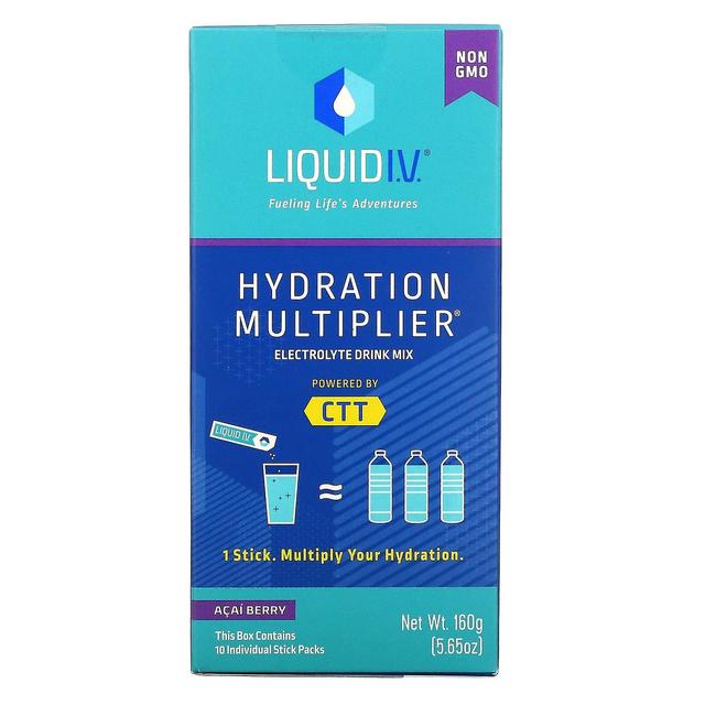 Liquid I.V IV líquido, Multiplicador de hidratação, Mistura de bebidas eletrolíticas, Açaí, 10 Stick Packs, 0,56 oz (16 g) on Productcaster.