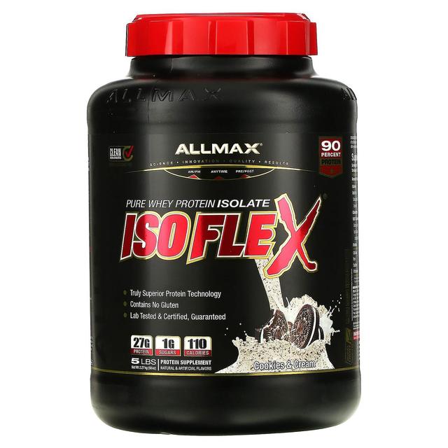 ALLMAX, Isoflex, 100% Pure Whey Protein Isolate (WPI Ion-Charged Particle Filtration), Cookies & Cre on Productcaster.