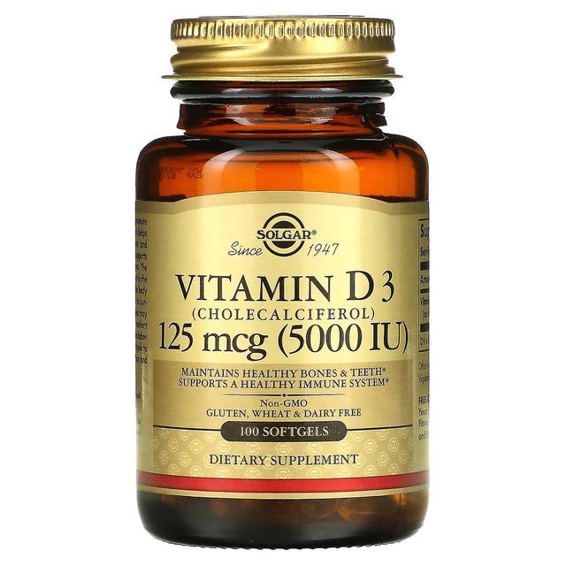 Solgar, Vitamin D3 (Cholecalciferol), 125 mcg (5,000 IU), 100 Softgels on Productcaster.