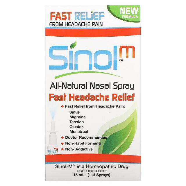 Sinol, SinolM, Spray nasal totalmente natural, Alívio rápido da dor de cabeça, 15 ml on Productcaster.