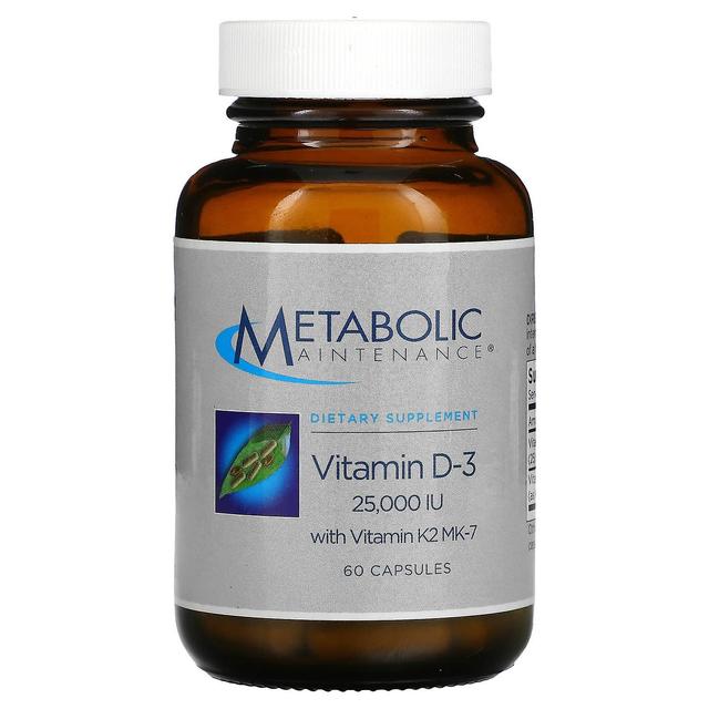 Metabolic Maintenance Mantenimento metabolico, Vitamina D-3 con Vitamina K2 MK-7, 625 mcg (25.000 UI), 60 Capsule on Productcaster.