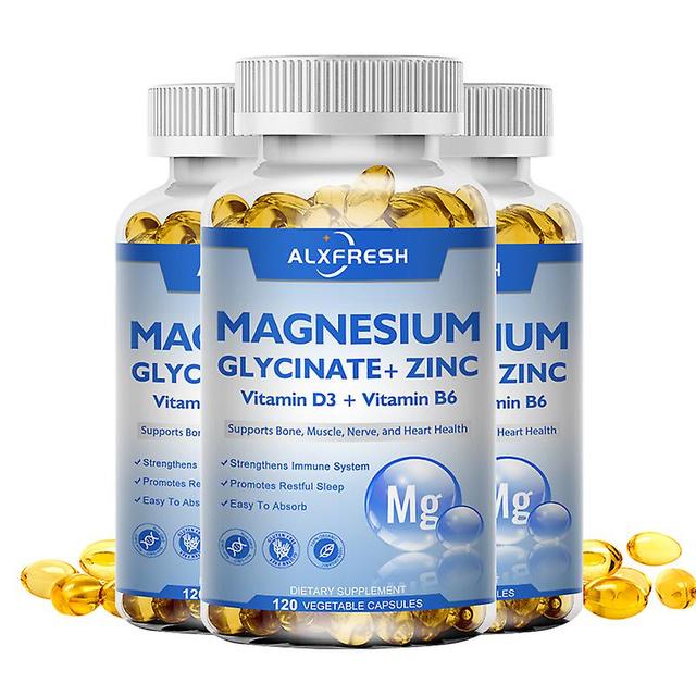 Huamade Magnesium Glycinate & Zinc 500mg Mineral Supplement Natural Sleep Support Bone Health Immunity Mood Support 3X Bottle 60pcs on Productcaster.