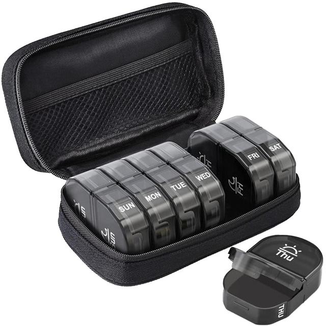 unbrand Morning Evening Storage Bag Travel Pill Box 7 Days Supplement Capsule Weekly on Productcaster.