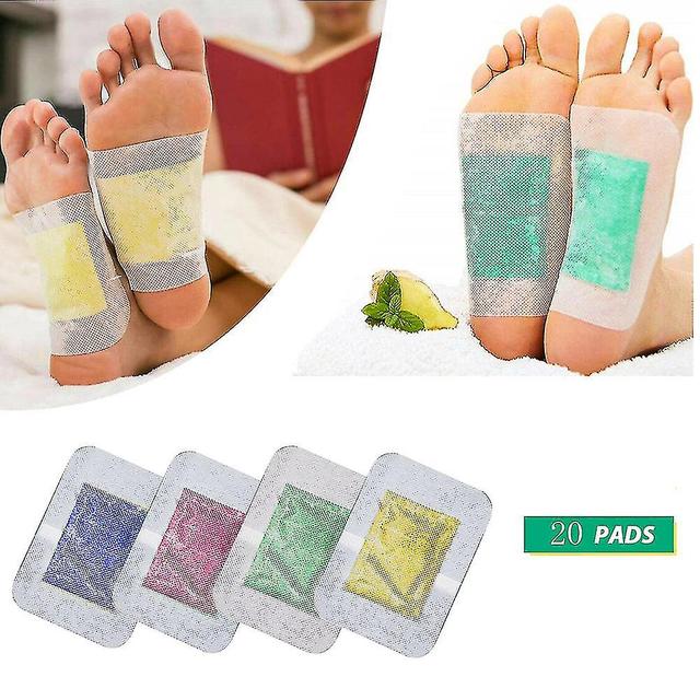 20 Pairs Organic Herbal Cleansing Detox Pads, Ginger Detox Foot Pads For Fatigue Relief, Relaxation, Sleep Better, Remove Harmful Body Toxins on Productcaster.