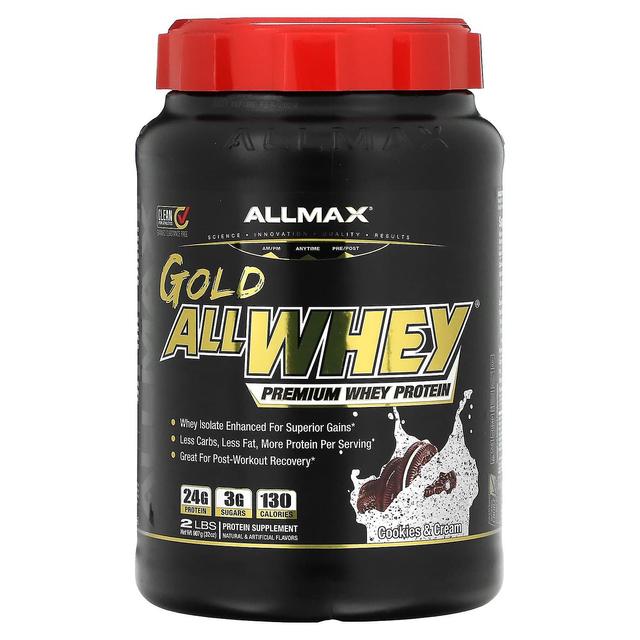 ALLMAX, Gold AllWhey, 100% Premium Valleprotein, Cookies & Cream, 32 oz (907 g) on Productcaster.