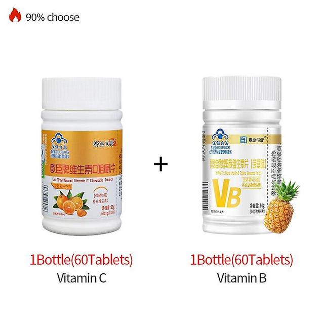 Coscelia Vitamin C Chewable Tablet Ascorbic Acid Pill Vitamins Capsules For 7 To 17 Years Old Aldult Supplements Non-gmo Cfda Approve 1pc VC 1pc VB on Productcaster.