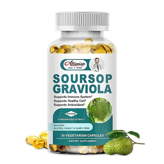 Organic Soursop Graviola Capsules 1000mg Cell Support & Healthy Skin, Regeneration, Stress Relief Help Digestion HealthTIB TIB . 30pcs on Productcaster.