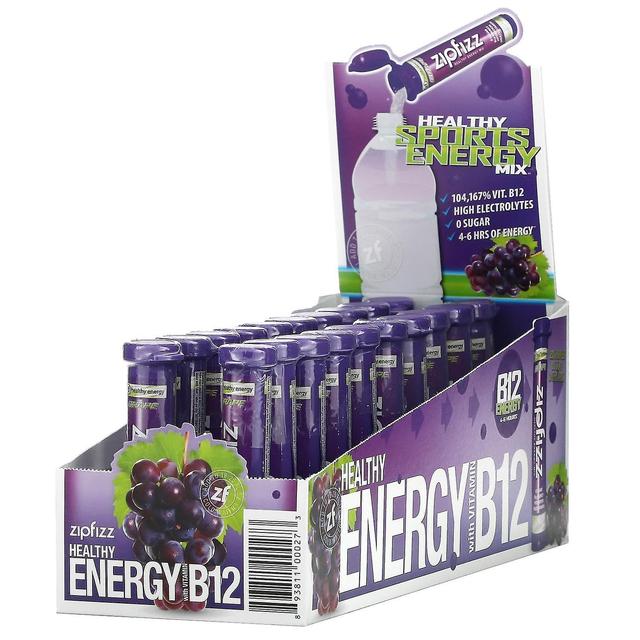 Zipfizz, Healthy Sports Energy Mix with Vitamin B12, Grape, 20 Tubes, 0.39 oz (11 g) Each on Productcaster.