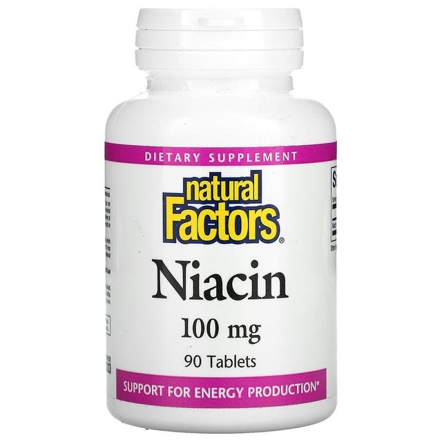 Natural Factors Naturliga faktorer, Niacin, 100 mg, 90 Tabletter on Productcaster.