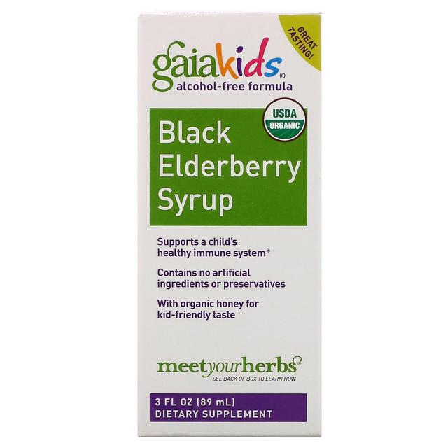 Gaia Herbs Gaia Örter, Barn, Svart Flädersirap, Alkoholfri Formula, 3 fl oz (89 ml) on Productcaster.