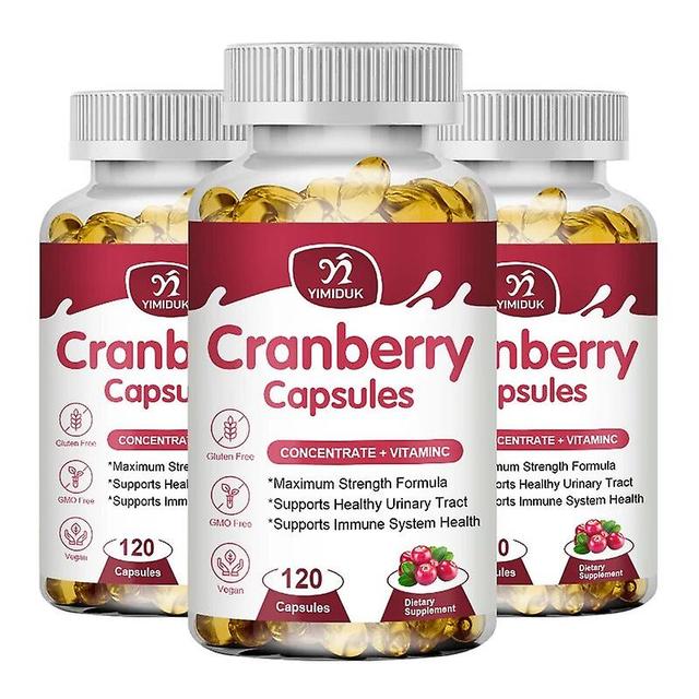 Vorallme Cranberry-Extrakt-Kapseln mit Vitamin C, starkem Antioxidans, Harnwegsgesundheit, Entgiftung und Verjüngung 3 Flaschen 120 pcs on Productcaster.