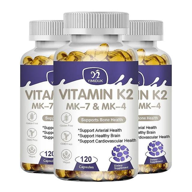 Sofirn Vitamin K2 Capsules With MK-4 & MK-7 Dental & Skeletal & Calcium Metabolism Health Support Vitamin K Supplement 3 Bottles 120pcs on Productcaster.