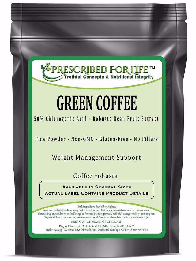 Prescribed For Life Green Coffee - 50% Chlorogenic Acid - Natural Robusta Bean Fruit Extract Powder (Coffea robusta) 2 oz (57 g) on Productcaster.