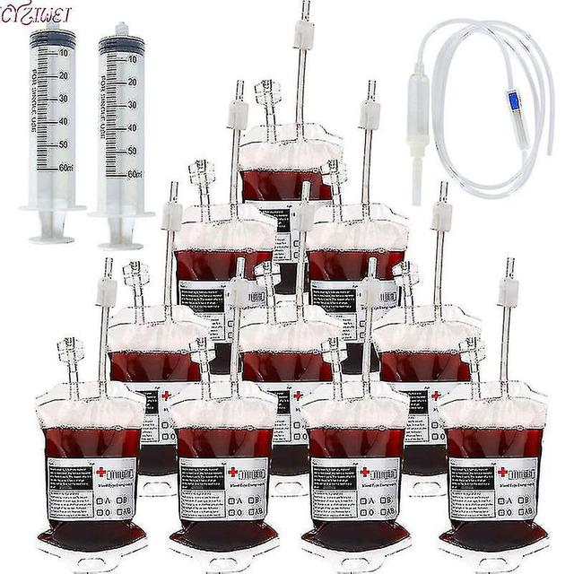 Blutbeutel 400ml PVC-Getränkebeutel in Lebensmittelqualität für Haloween-Party-Dekor-Horror-Requisiten Cosplay-Vampirblutbeutel-Energiepaket123 HF0... on Productcaster.