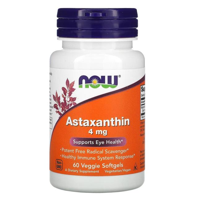 NOW Foods NOW Alimentos, Astaxantina, 4 mg, 60 Veggie Softgels on Productcaster.