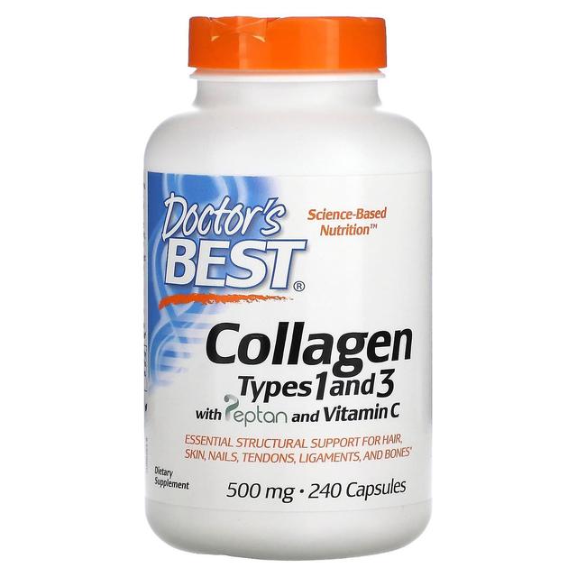 Doctor's Best, Collagen Types 1 and 3 with Peptan and Vitamin C, 125 mg, 240 Capsules on Productcaster.