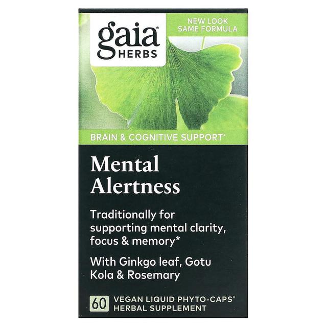 Gaia Herbs, Mental Alertness, 60 Vegan Liquid Phyto-Caps on Productcaster.