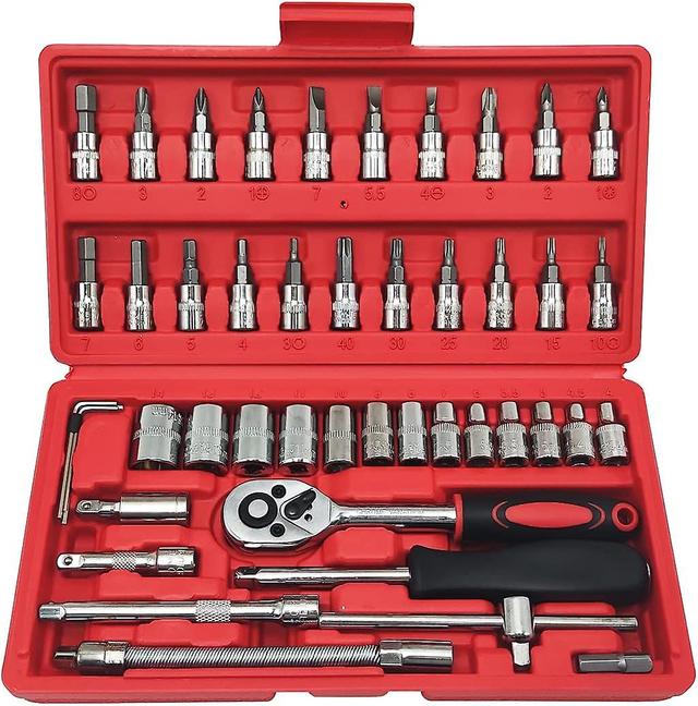 Xhcy Cle A Douille,46 Pcs Jeu,coffret Cliquet, Coffret Outils Mecanique,utilis Pour La Maison, La Voiture, La Moto(46 Pcs) on Productcaster.