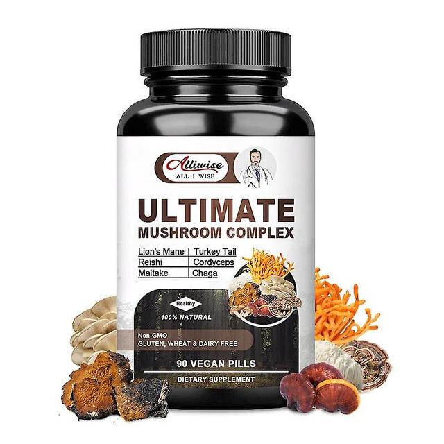 Mushroom Natural Complex Mushroom capsule Coffee Substitute Support Energy & Immune Keep Mental Clarity &Focus BrainTIB TIB . 60pcs on Productcaster.