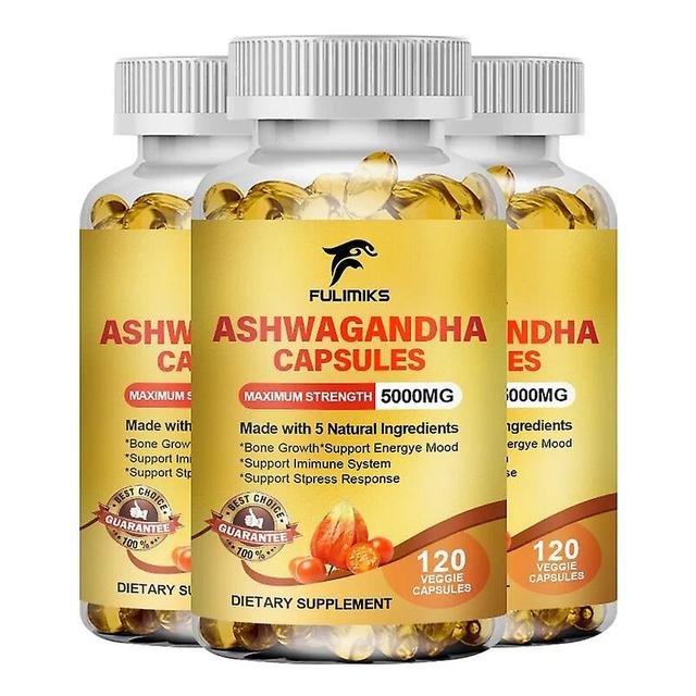 Venalisa 5000mg Ashwagandha Extract Capsules Help Deep Sleep Health Brain and Memory and Mental Stress Support Dietary Supplement 3 Bottles 120Pcs on Productcaster.