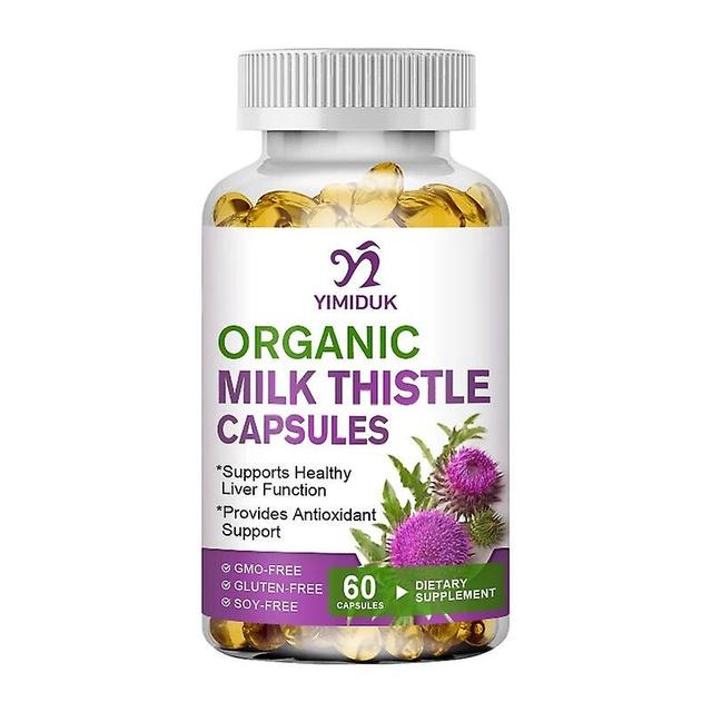 Eccpp Milk Thistle Extract Capsules Support Liver Health Lower Blood Lipids Cardiovascular Protection Antioxidant Detox Vegan Capsules 60PCS on Productcaster.