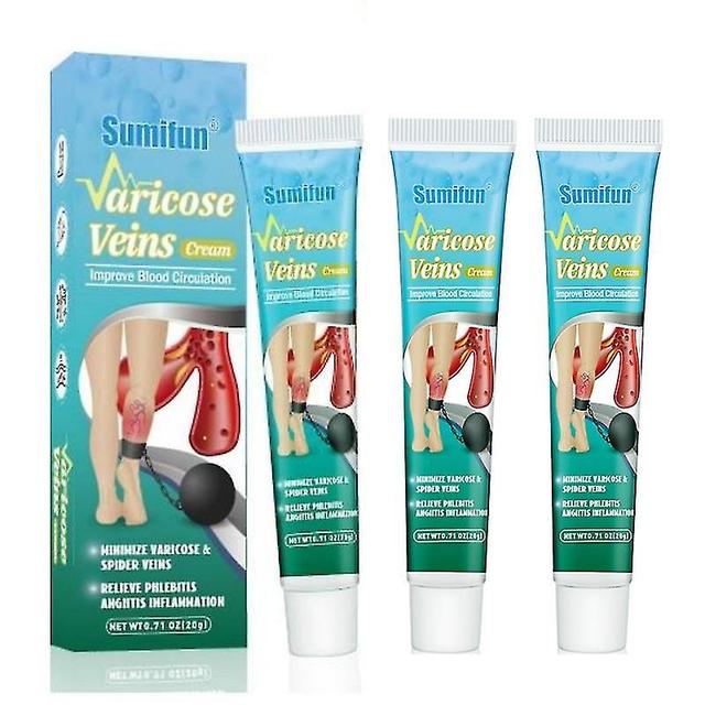 3pcs New Potent Formula Ointment For Varicose Veins Effective Varicose Vein Relief Cream To Relieve Vasculitis Phlebitis Spider Pain on Productcaster.