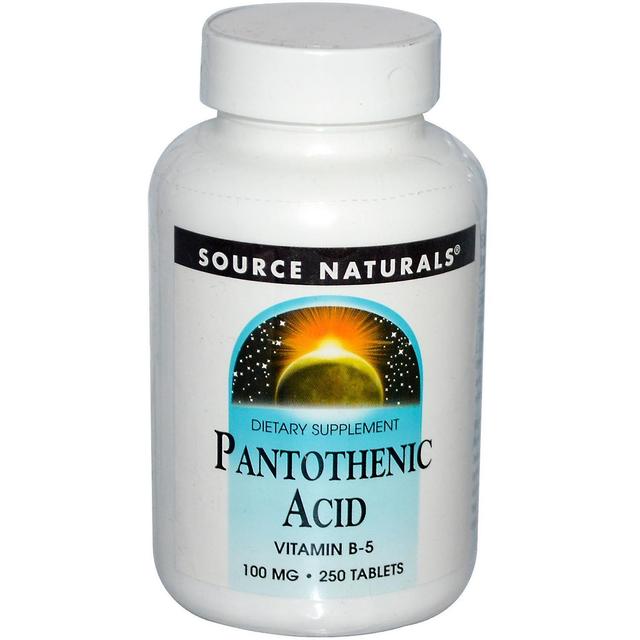 Source Naturals Lähde Naturals, pantoteenihappo, 100 mg, 250 tablettia on Productcaster.