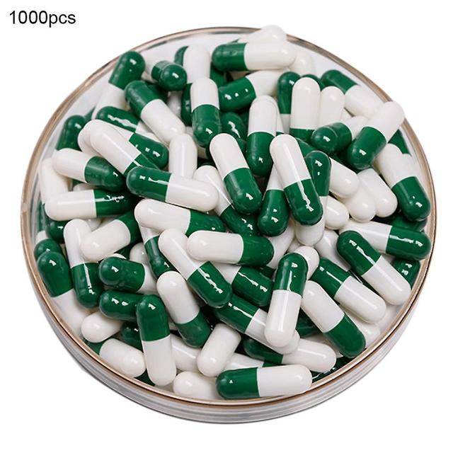 Naievear 1000pcs Transparent Hollow Gelatin Empty Separated Medical Powder Capsule Shells White Green on Productcaster.