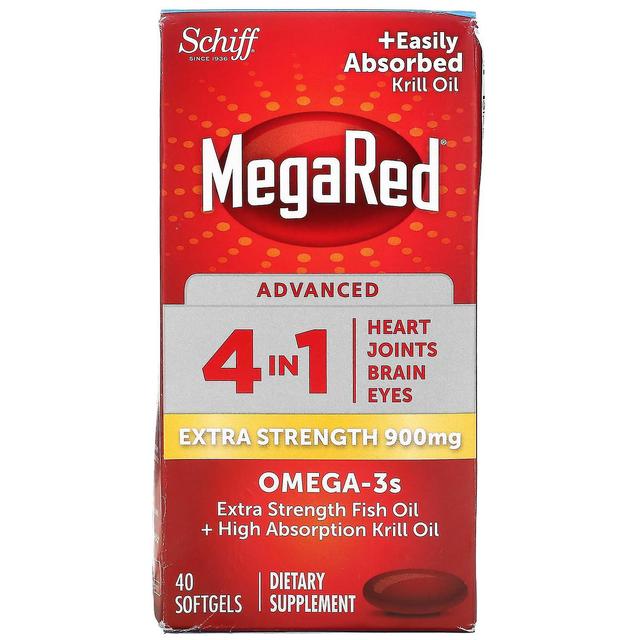 Schiff, MegaRed, Advanced 4 In 1 Omega-3s, Extra Strength, 900 mg, 40 Softgels on Productcaster.