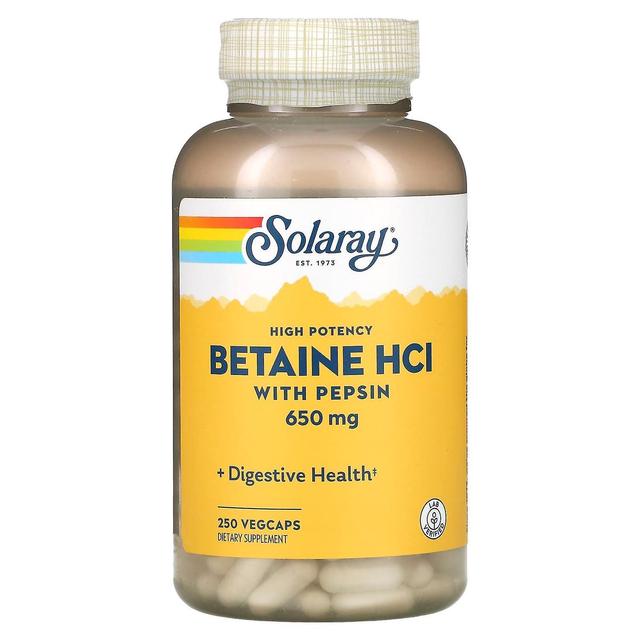 Solaray, High Potency Betaine HCl with Pepsin, 650 mg, 250 VegCaps on Productcaster.