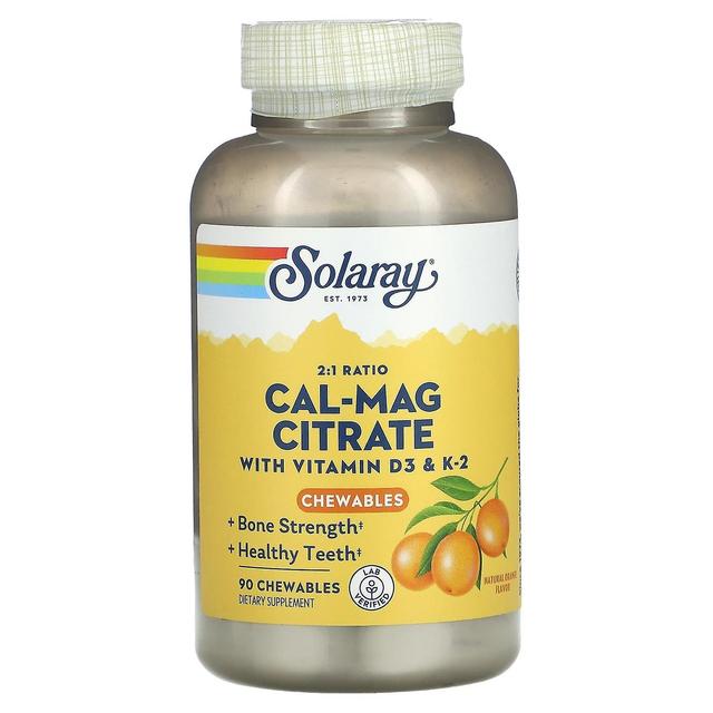 Solaray, Cal-Mag Citrate with Vitamin D3 & K2, Natural Orange, 90 Chewables on Productcaster.