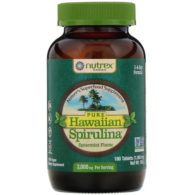 Nutrex Hawaii, Spirulina havaiana pura, Hortelã, 1.000 mg, 180 comprimidos on Productcaster.