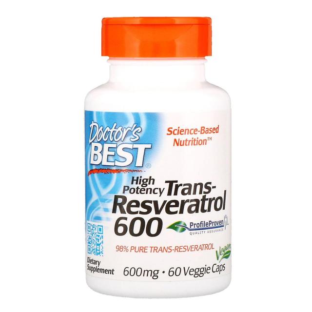 Doctor's Best, High Potency Trans-Resveratrol, 600 mgs, 60 Veggie Caps on Productcaster.