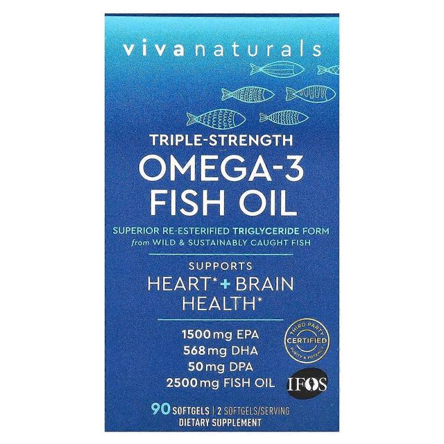 Viva Naturals, Omega-3 rybí olej, trojitá sila, 90 mäkkých gélov on Productcaster.