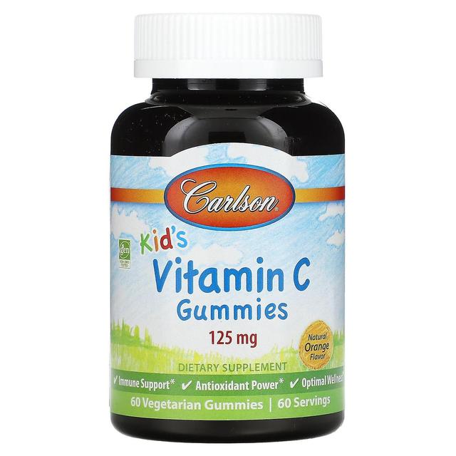 Carlson, Kid's Vitamin C Gummies, Natural Orange, 125 mg, 60 Vegetarian Gummies on Productcaster.