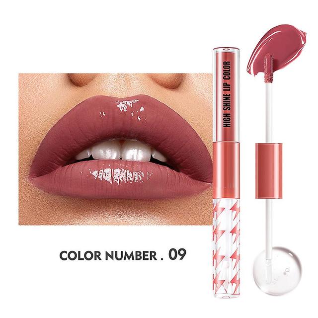 Double Head Lip Glaze High Shine Moisturizing No Fading Lip Gloss Waterproof Non-stick Cup Lip Stick 9 on Productcaster.