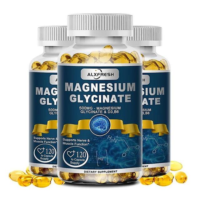 Visgaler Alxfresh 60/120pcs Magnesium Glycine Capsule Promotes Muscle Nerve Natural Capsule Free Dietary Supplement Health Food 3X Bottle 60pcs on Productcaster.