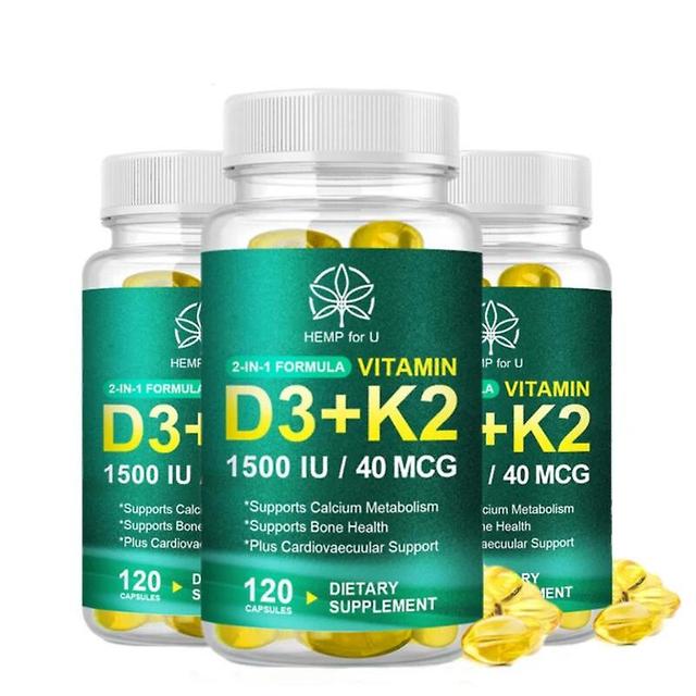 Eccpp 1500iu Vitamin D3k2 Capsules For Promote Calcium Absorption Protect Teeth, Bone And Joint Strengthen Heart Function 3bottle x120pcs on Productcaster.